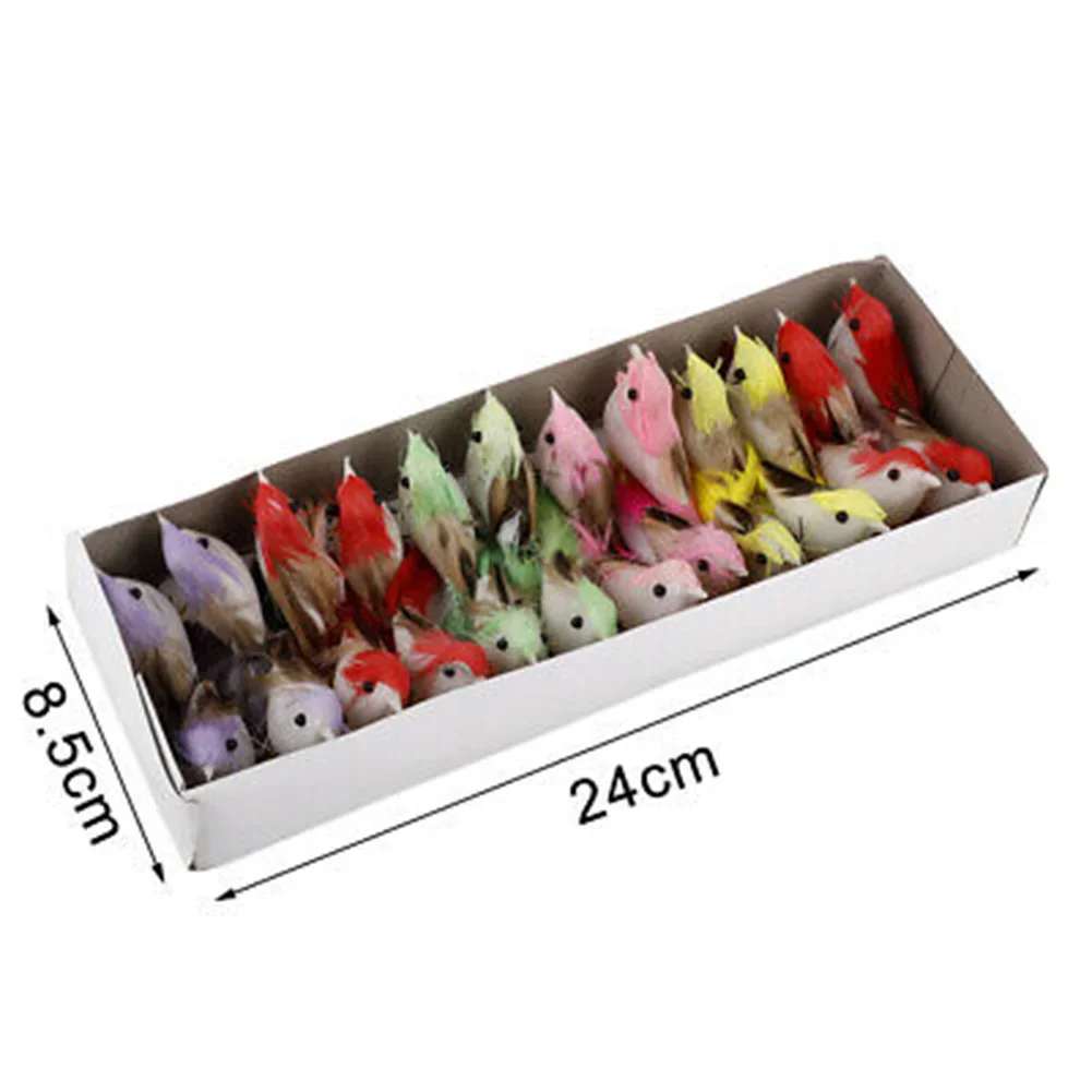 24pcs Simulation Birds Mini Artificial Foam Feather Birds 10* 6cm DIY Pollution-free Crafts Ornament Home Garden Decor Gift