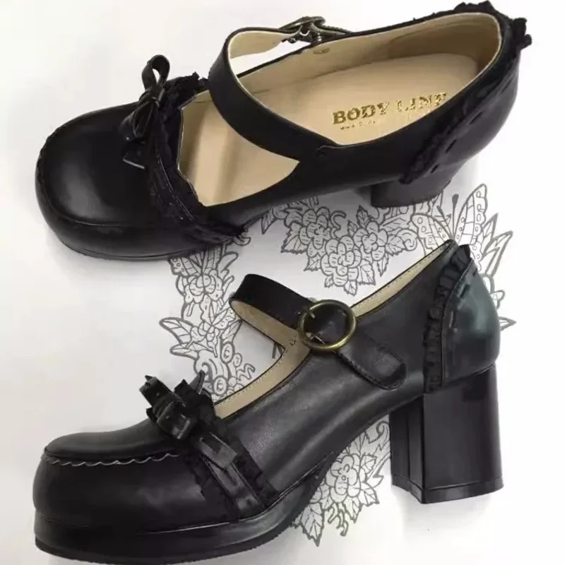 

ss23Оригинальные кружевные туфли средней оболочки для косплея, студенческие туфли Лолиты