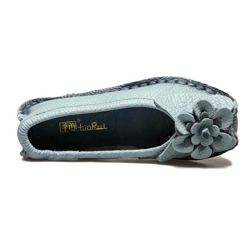 High Quality Genuine Leather Flats Woman Spring Shoes 2021 Super Designer Flats Women Flower Ladies Casual Shoes Female Loafers