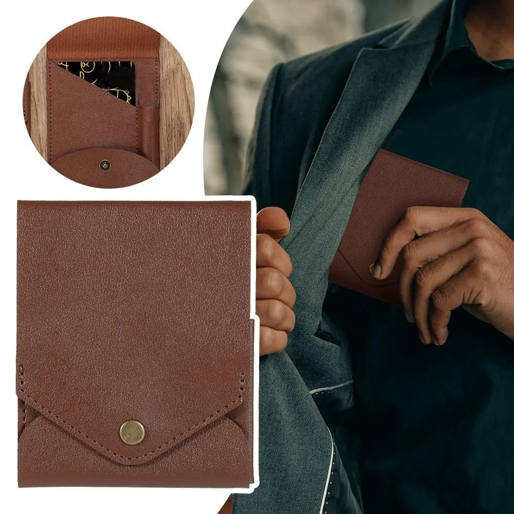 

Waterproof Multifunctional Compact Wallet Handmade PU Leather Built-in Pen Slot Slim Minimalist Wallet Coin Purse