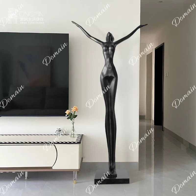 Modern simple abstract figure floor-to-ceiling ornament hotel foyer lobby entrance display installation art decorative sculpture