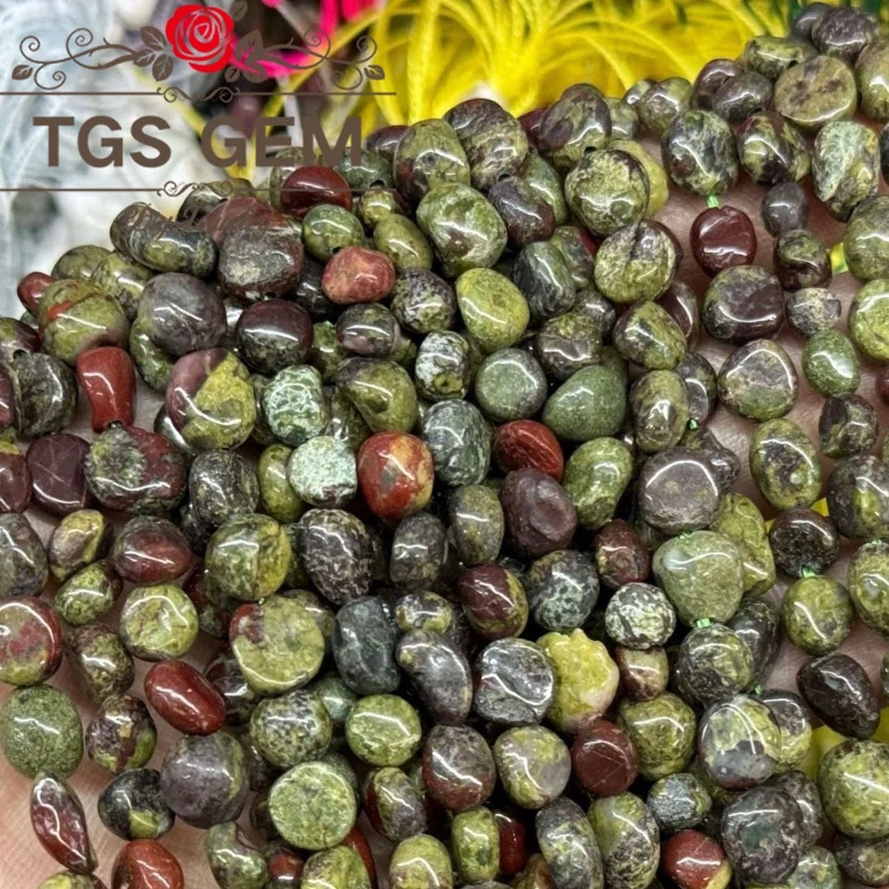 

Factory direct6-8mm AAA Dragon Blood Stone small irregular gemstone fragments shaped gemstone beads DIY bracelet accessory15 ''