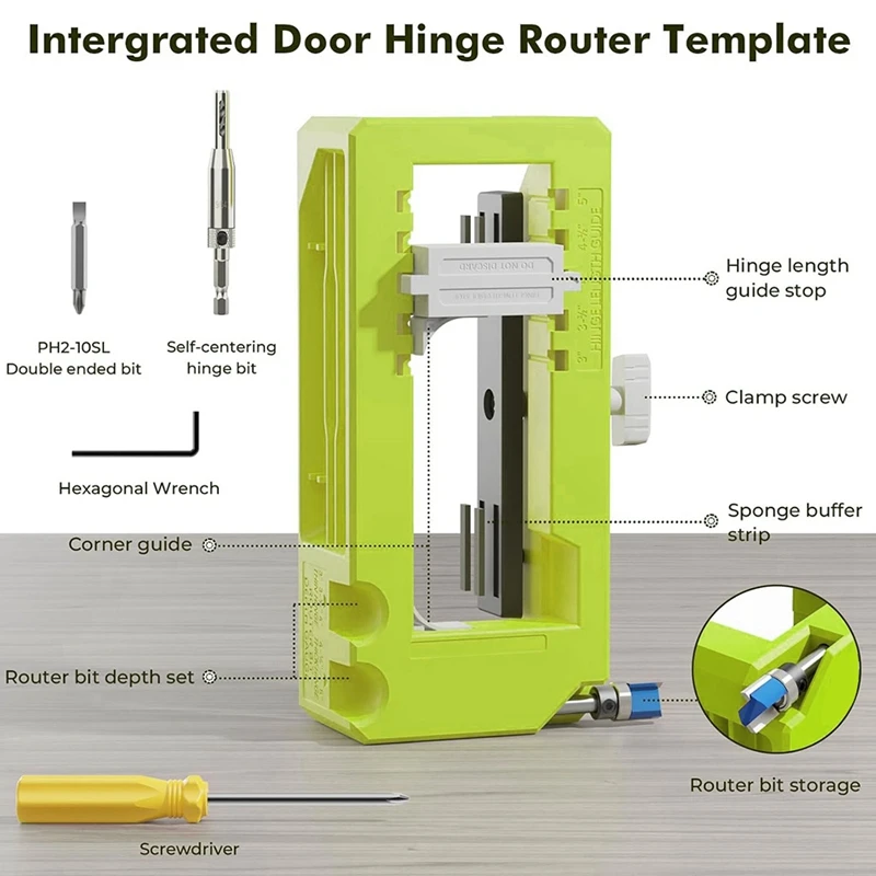 Door Hinge Jig,Door Hinge Router Jig, Door Hinge Installation Kit Fit 3 Inchto 5 Inch Length And 1/4 Inch Or 5/8 Inch