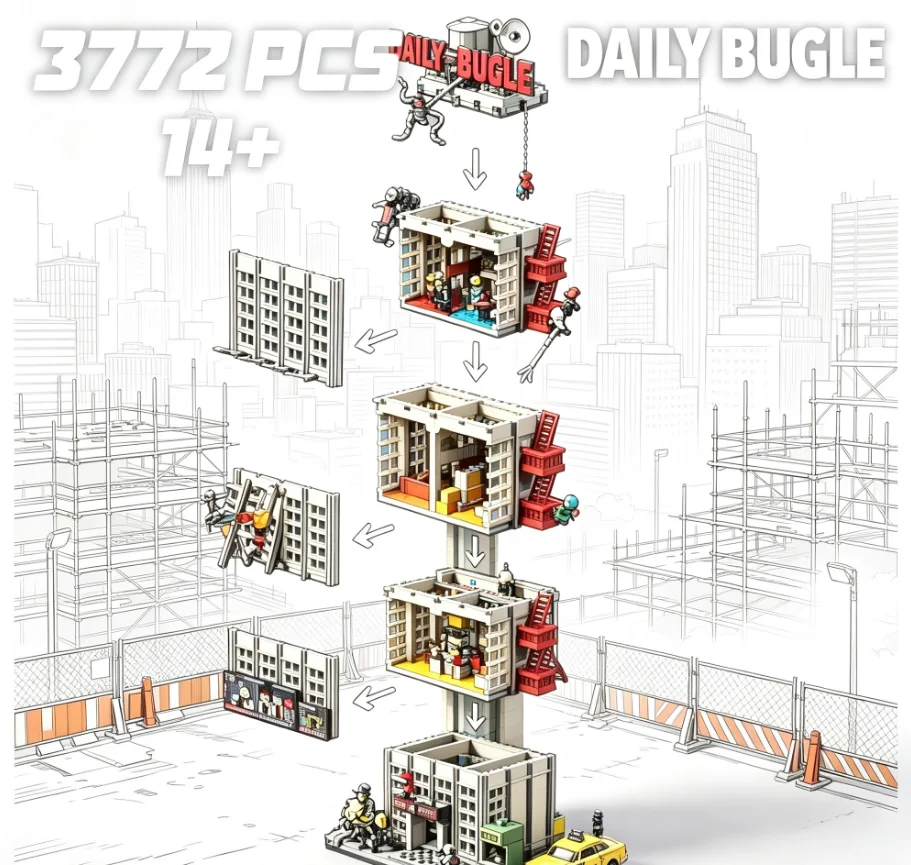 New Classic Movie Series Building 3772 Pieces Newspaper Office Modular Set – Birthday Toy/Gift/DIY Assembly Display Piece