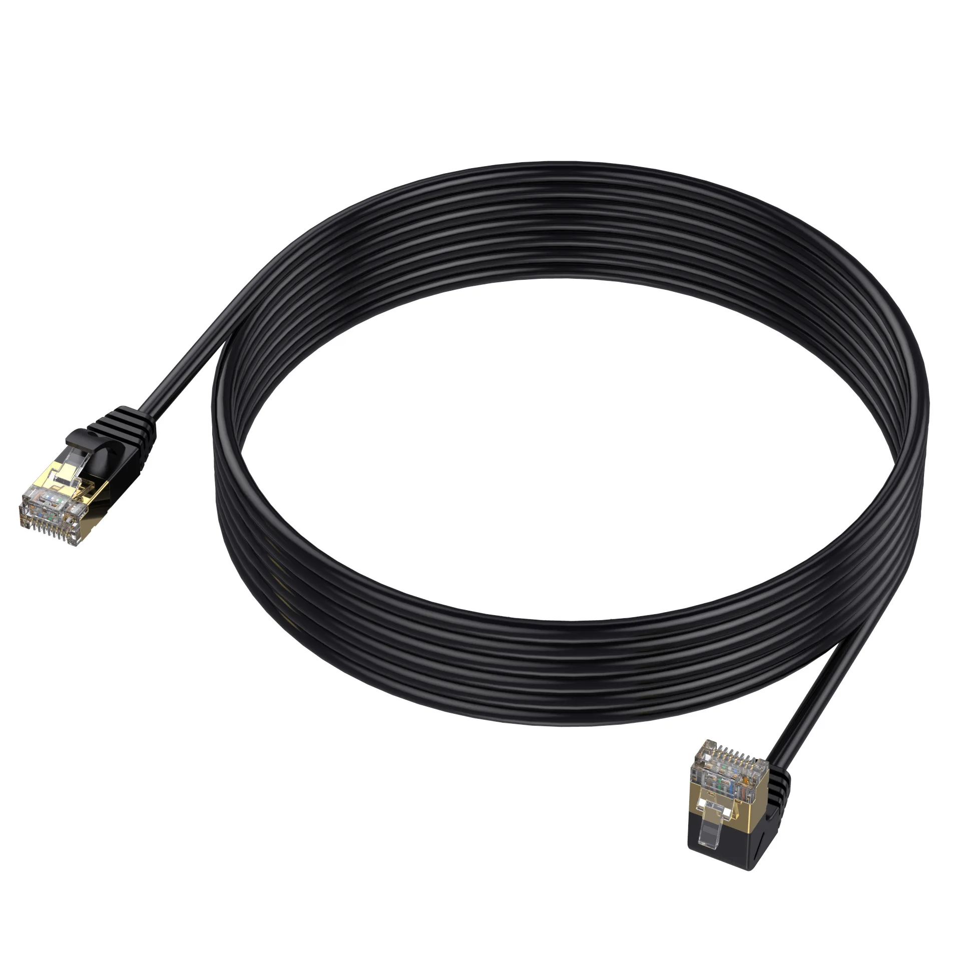 Ultra cienki kabel sieciowy Cat8 kabel Ethernet RJ45 pod kątem prostym UTP kabel połączeniowy 90 stopni Cat6a Lan kable do TV, pudełko routera