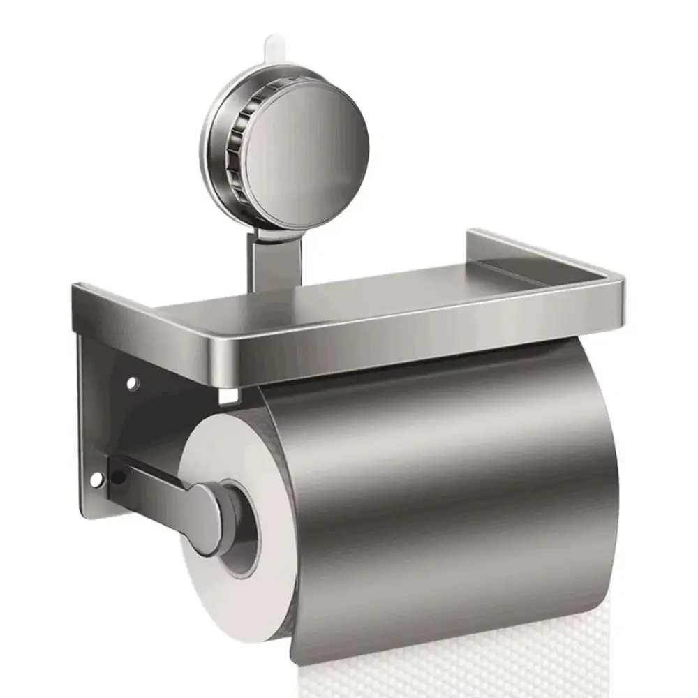 

Suction Cup Toilet Tissue Box Wall-Mounted Punch-Free Toilet Roll Paper Storage Rack Save Space Aluminum Bathroom Paper Holder