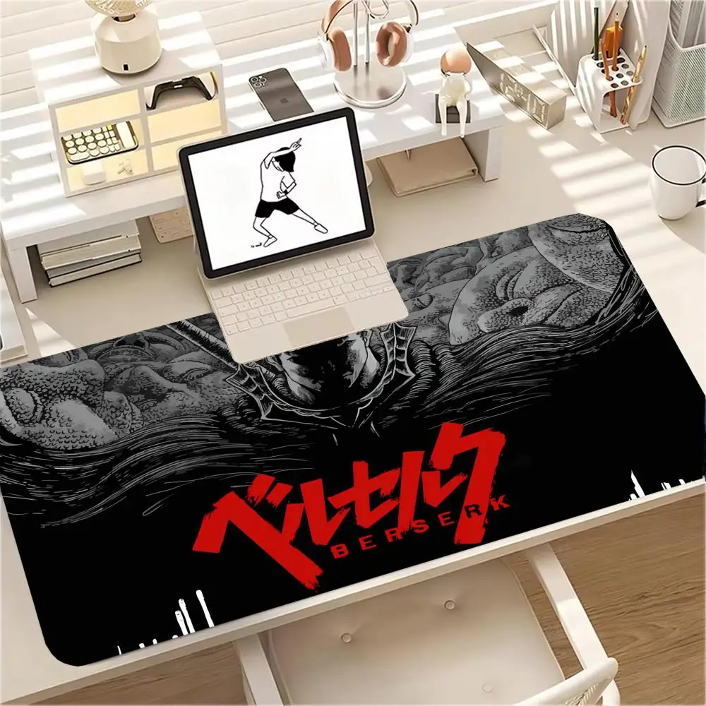 Warrior Berserk Theme Mouse Pad XXL Large Computer Office Game Table Pad Rubber Anti-Slip Locking Edge Expanded Long Table Pad