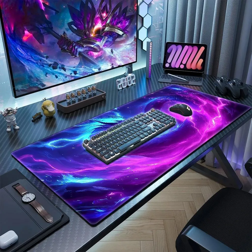 E-sports game mouse pad - Cool blue and purple dragon-shaped desk pad for computer office use - Durable and wear-resistant