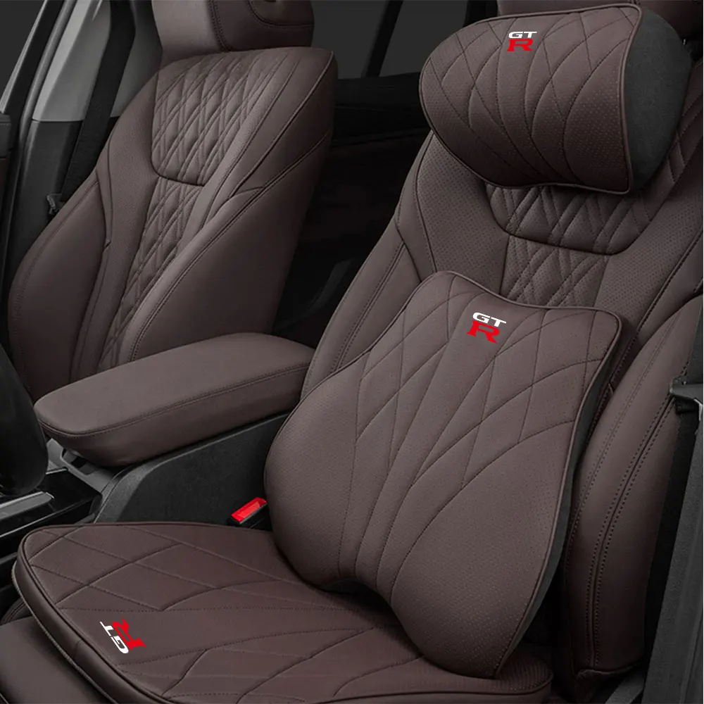 Car Neck Pillow Protective Lumbar Support Leather Seat Cushion Headrest For Nissan Nismo Qashqai Juke GTR Leaf Patrol Note Tiida