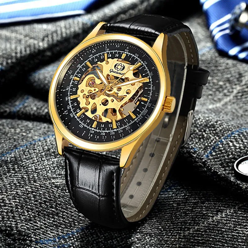 

Men’s *Manual Mechanical Watch, Skeleton Hand-Winding Wristwatch, Luxury Business Export Hot-Selling Timepiece