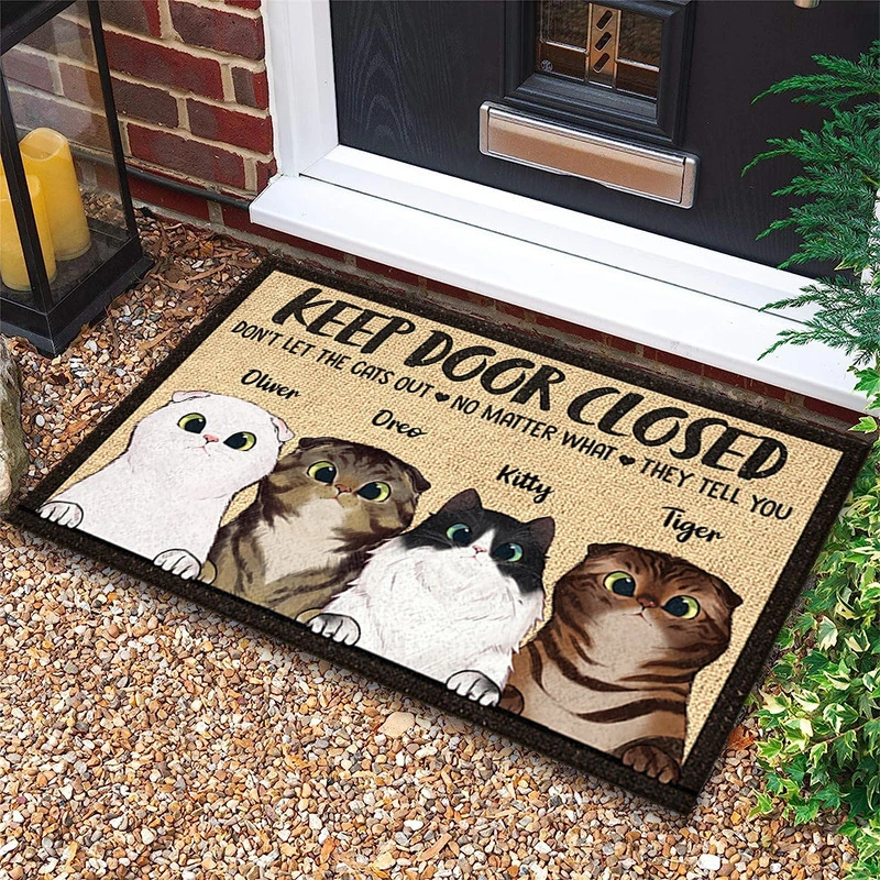 Adorable Feline Canine Petting Doormat for Home Entrance Interactive Floor Mat for Living Room Entryway Pet Lovers Floor Decor