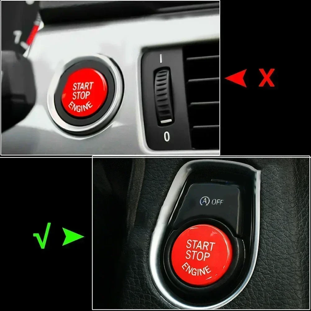 1 قطعة زر بدء تشغيل السيارة الكسوة المحرك الأحمر بدء إيقاف دفع غطاء أزرار الكسوة لسيارات BMW F20 F23 F30 F32 F10 F12 F4 الملحقات الداخلية