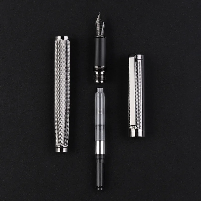 Black Forest Metal Fountain Pen Titanium Black Extra Fine Nib Beautiful Texture Excellent Writing Gift Pen
