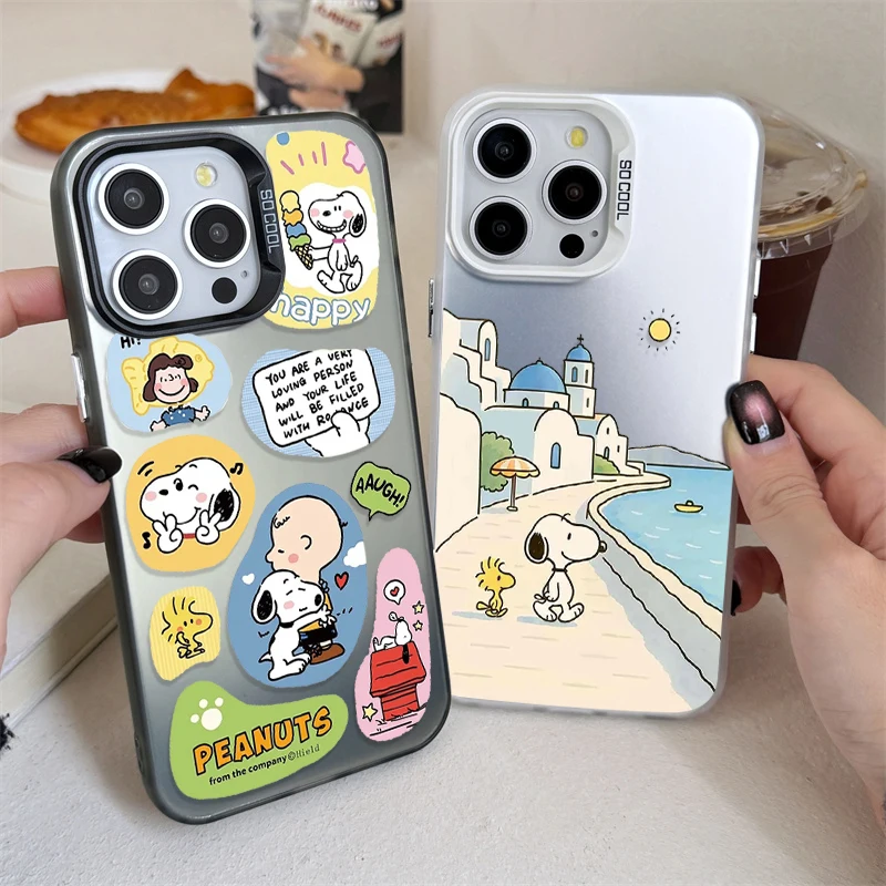 Cute S-Snoopy P-Peanuts Cartoon Creative Design Case for 17 Air X XS XR SE 2020 7 8 for iPhone 17 16 15 14 13 12 11 Pro Max Plus