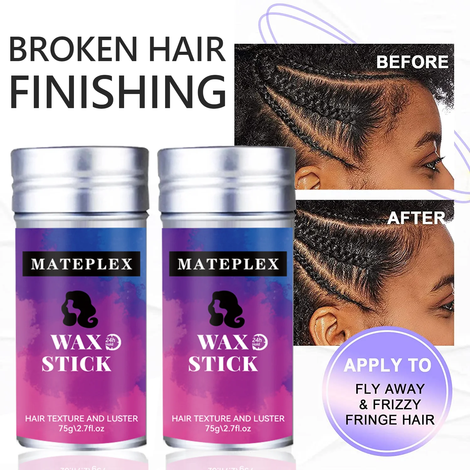 

Broken Hair Finishing Stick Wig Wax Stick For Front Lace Wig Non-sticky Fly Away Tamer Non-greasy Edge Control For Women Men Kid