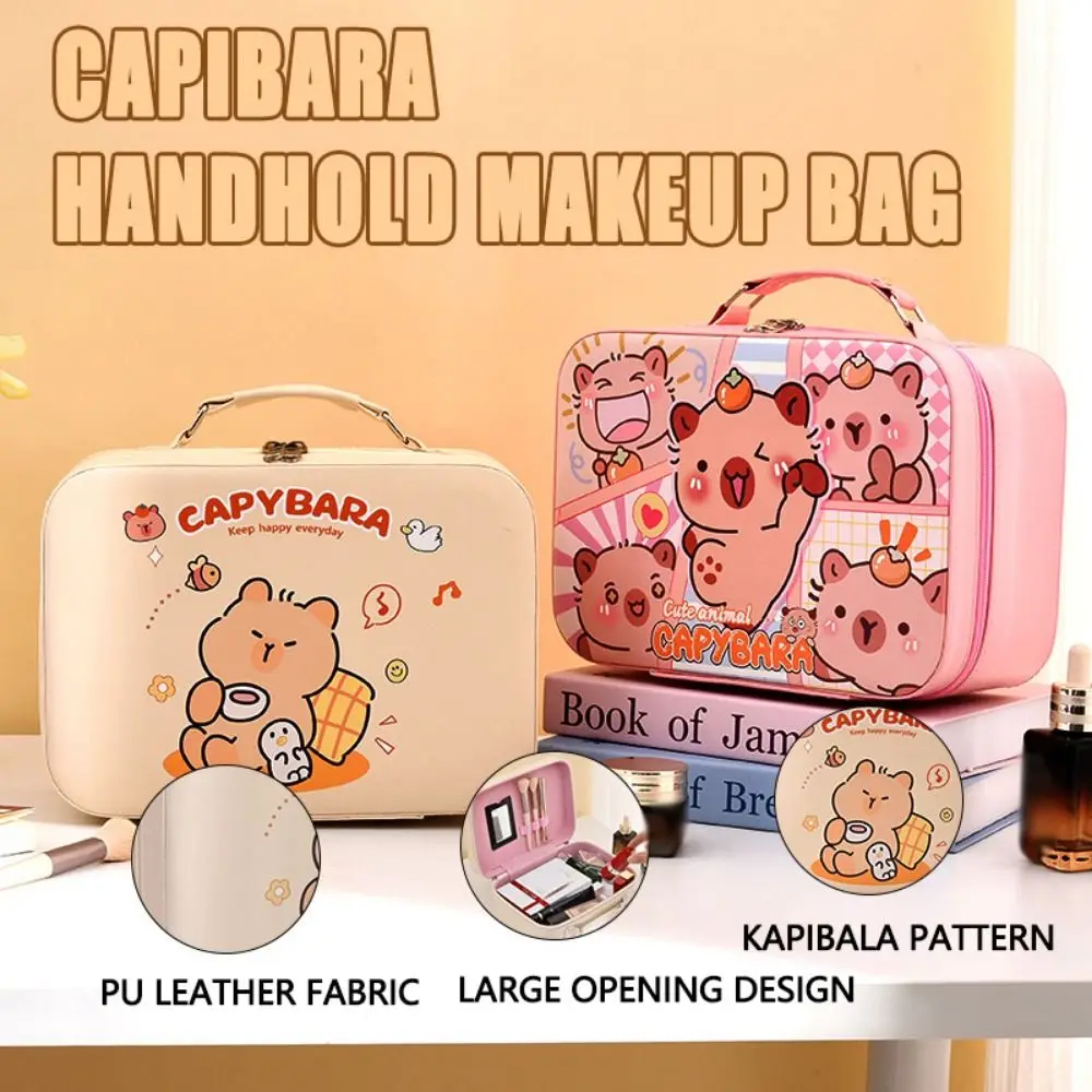 

Creative Women's Cosmetic Bag Durable Portable Capybara Cosmetic Pouch with Handle Large Capacity Cosmetic Container