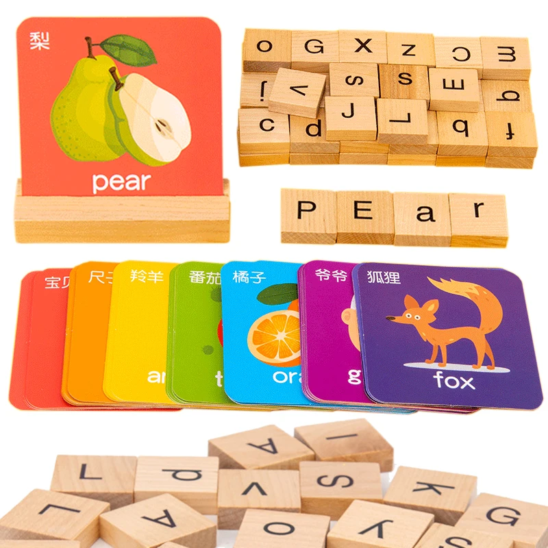 Letter Games Montessori Language Toy Kids Learn to Spelling Read Words Matching Letter Education Games Wooden  Preschool Toy