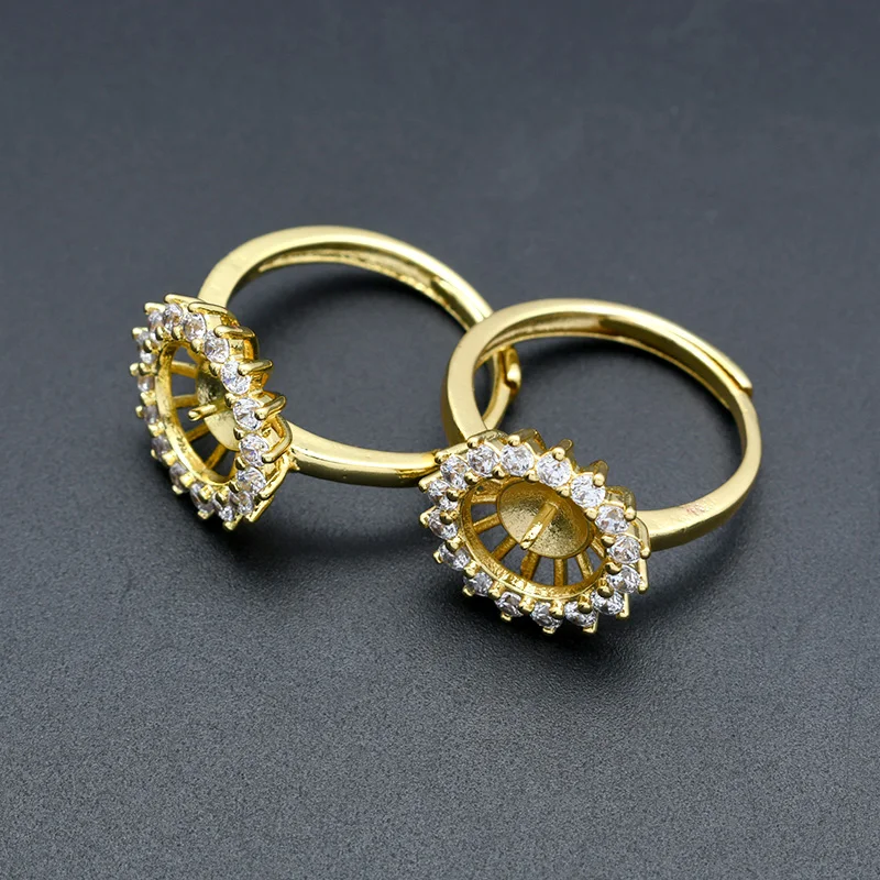 

20pcs High Quality Color Remian Gold Plated Brass Adjustable Freesize Rings Setting for Women