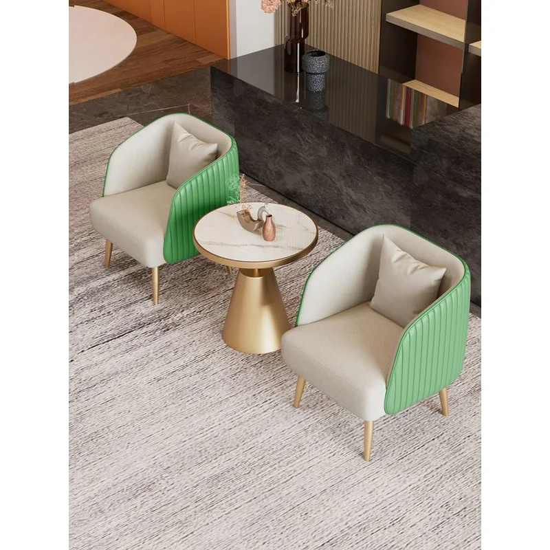 Custom Light Luxury Single Sofa Hotel Sales Office Reception Lounge Rest Area Reception Negotiation Table and Chair Set