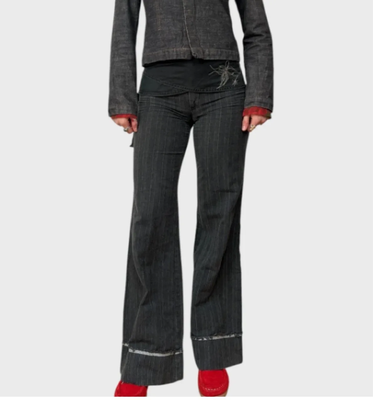 Printed Leggings with Hip Curtain Black Grey Jeans Costume Accessories Renaissance