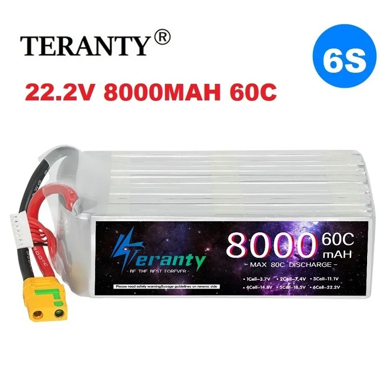 6S Battery 22.2V 8000mah LIPO Battery 60C For Drone RC FPV Helicopter Quadcopter Racing Parts 6S Rechargeable With XT90S EC8
