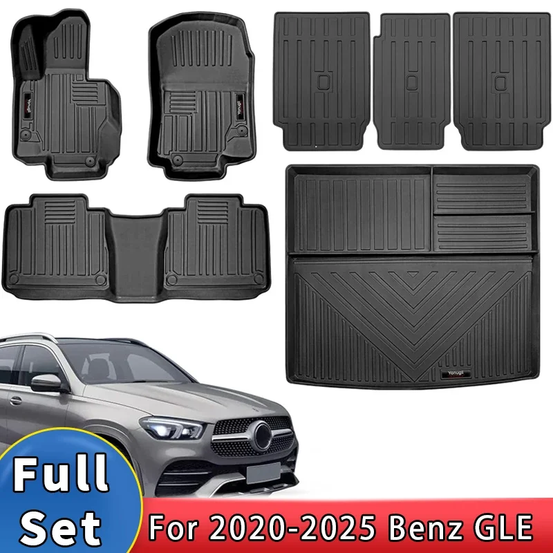 

Коврики из ТПЭ, грузовой вкладыш для Mercedes Benz GLE 2020-2025 годов 350/450/580/AMG 53 63 S, аксессуары, коврик для спинки заднего сиденья, полный комплект