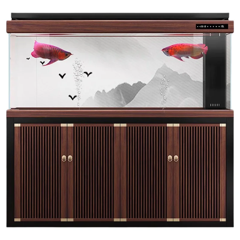 Chinese large arowana tank living room home office ecological bottom filter integrated ultra-white glass