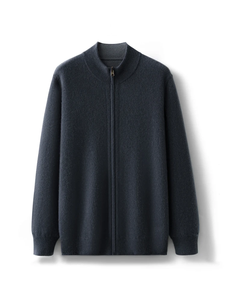 Smart Casual Autumn Winter Man Sweater 100% Merino Wool Knitted Cardigan Long Sleeve Clothing Tops Men Double-Sided Outerwear