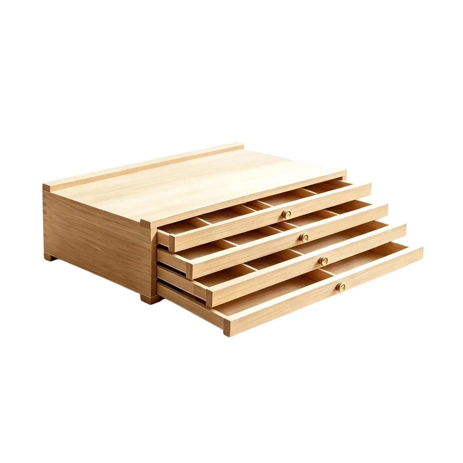 Beech Kids Painting Box with Drawers for Art Tools Wooden Storage Organizer Case for Children Desk Craft Pencil Case