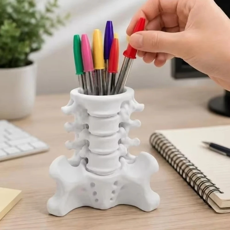 3D Printed Human Spine Pen Holder Creative Desk Organizer Office Supplies Decorations Halloween Gift for Doctors Nurses
