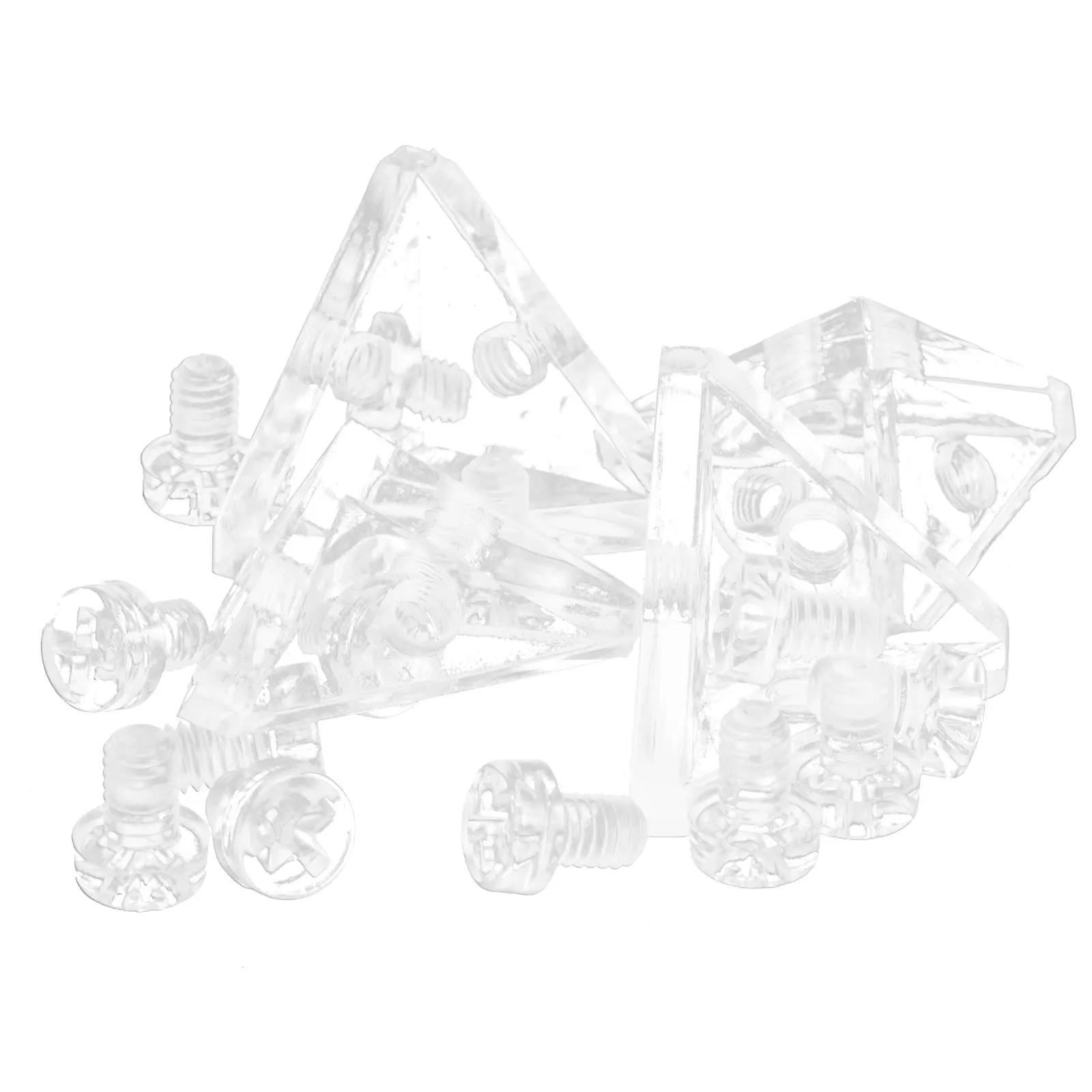 

4 Sets Acrylic Plate Fixing Brackets Transparent Triangular Connectors 3 Holes M4x6 Screws Shelf Brackets Joint Fasteners