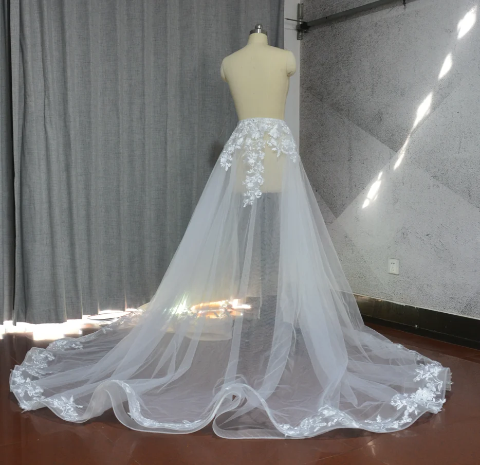 Gonna rimovibile in tulle a 2 strati treno staccabile da sposa, soprabito da sposa in crine di cavallo, scialle in crine di cavallo, sottoveste da sposa in pizzo