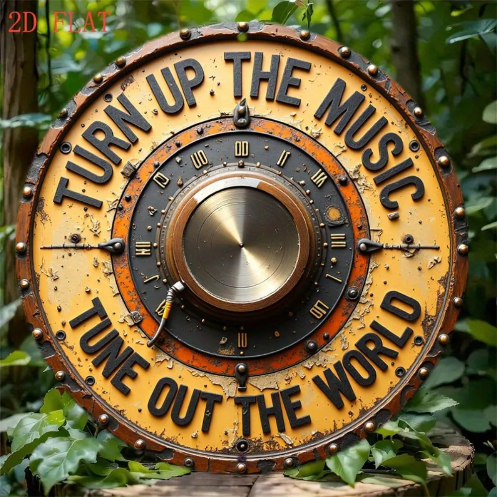 Reloj de Pared de Madera Estilo Steampunk, Diseño Vintage Industrial con Disco de Vinilo, Decoración Musical Rústica con Engranajes Metálicos, Retro con la Frase "Enciende la Música"