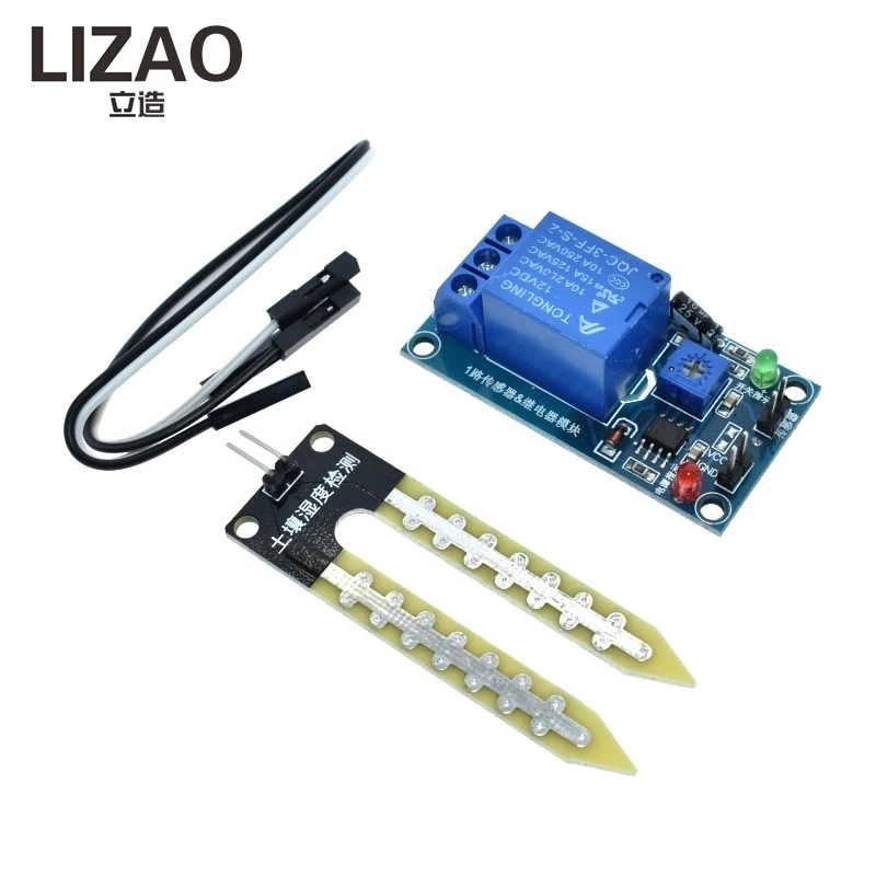 LIZAO Soil Moisture Sensor DC 12V, Relay Control Module, Automatic Watering Humidity Switch