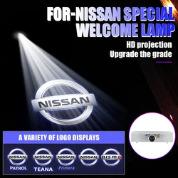 2/4PCS LED Car HD Door Welcome Lights 3D Laser Projector Lamps For Nissan Altima AMADAR TITAN Pathfinder QUEST MAXIMA New Teana