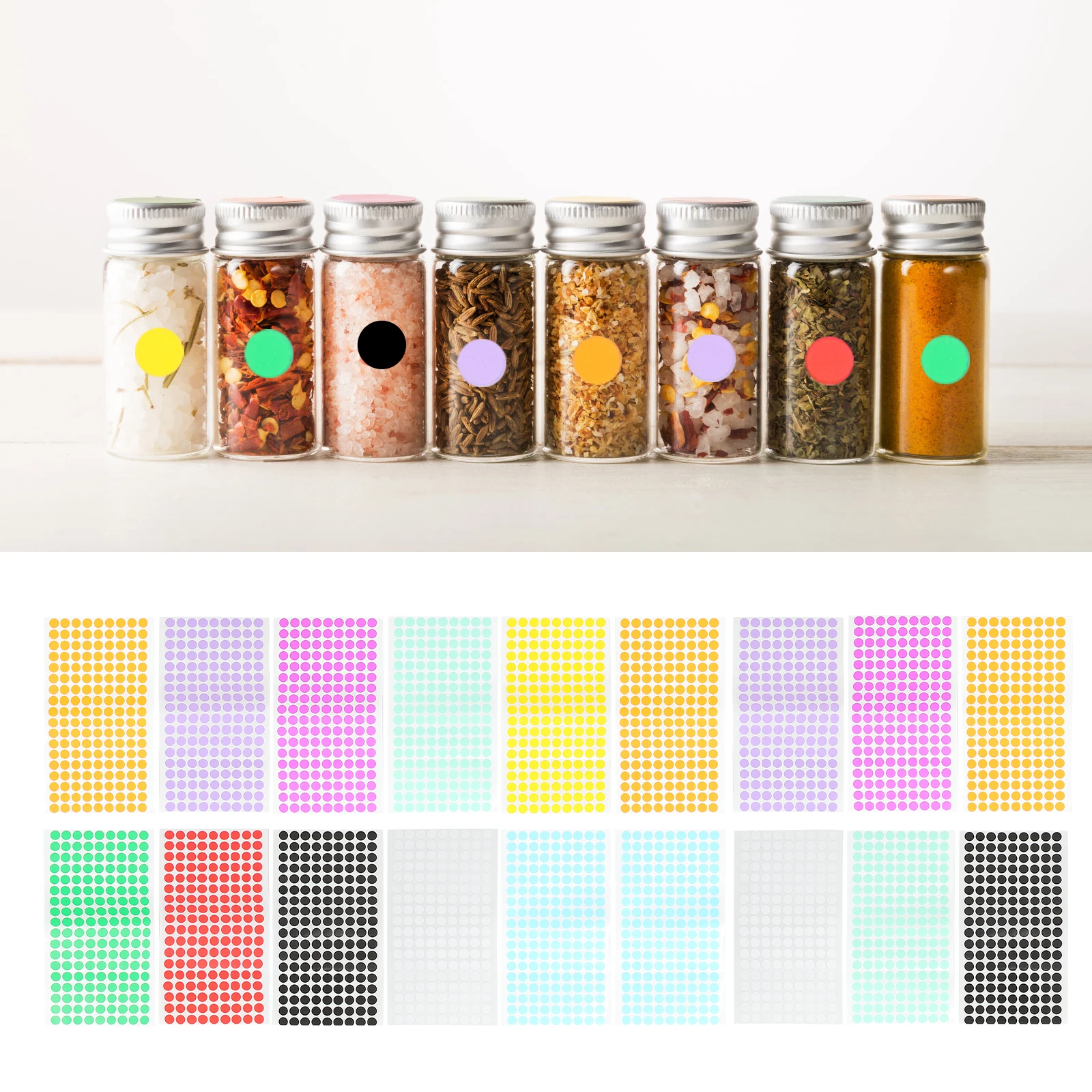 

18 Sheets Round Label Sticker Color Dots Stickers Blank Labels Small Colored