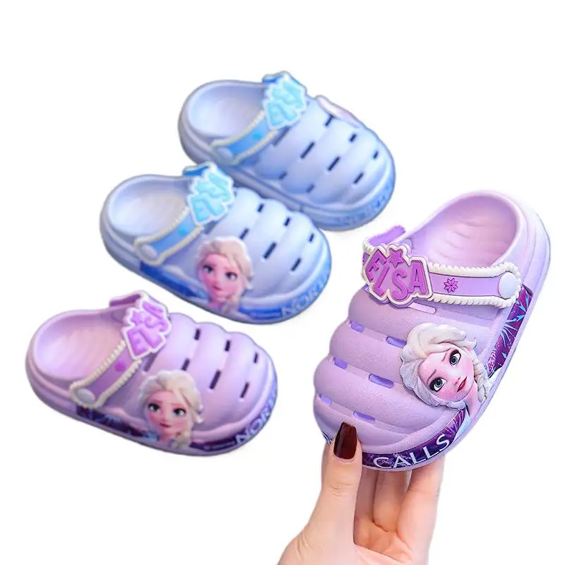 Cartoon Princess Frozen Elsa Summer Children's Slipper Kids Sandals Girls Garden Shoes Waterproof Non-slip Slippers Hole Shoes