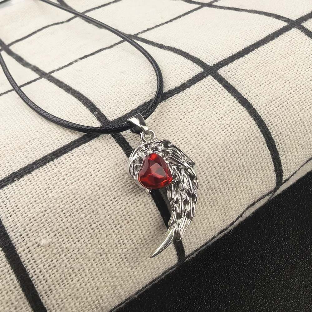 2 قطعة/المجموعة الملاك الشيطان قلادة حجر الراين الجناح شكل زوجين القلائد الحب شيطان الملاك مطابقة لعيد الحب للأزواج #4