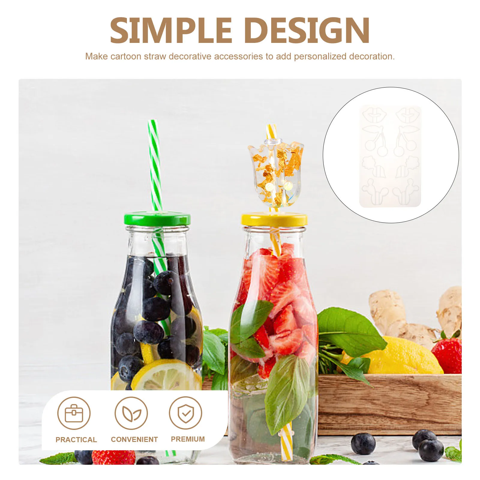 

Straw Topper Mold Diy Silicone Casting Mold For Cartoon Straw Accessories Multi-Functional Reusable Handmade Craft Tool Jewelry