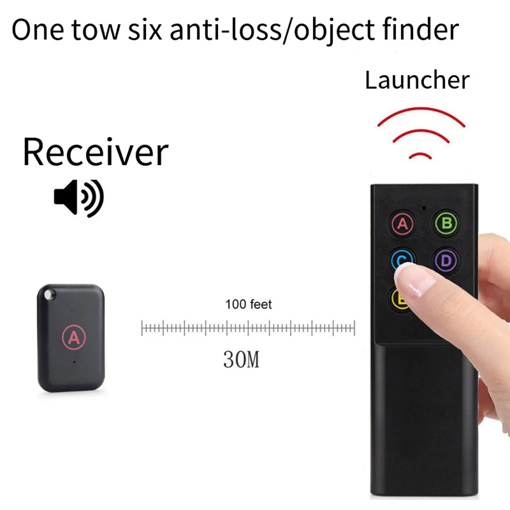 Wireless Bluetooth Key Finder Fast Charging Key Locator RF Pet Tracker Wallet Tracker Remote Control 1 RF Transmitter 6 Receiver