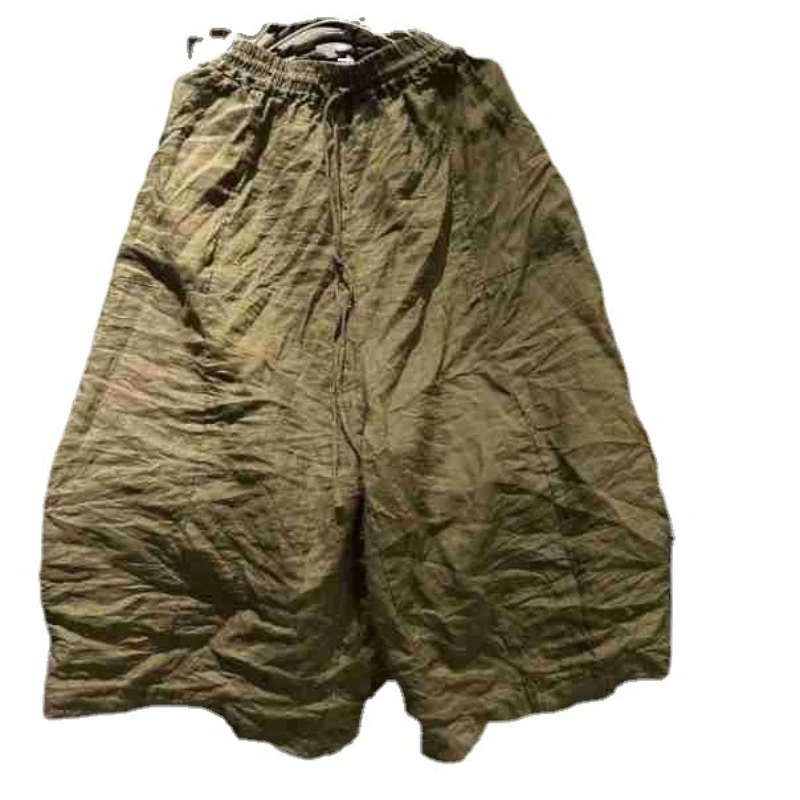 Pantaloni stile harem a gamba larga in ramie donna autunno nuovi pantaloni larghi al polpaccio taglie forti capris elastici con coulisse casual tinta unita