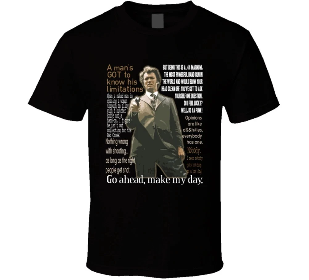 Dirty Harry Quotes Clint Eastwood Movie Action T Shirt Men's T-Shirt Short Sleeve for All-Season