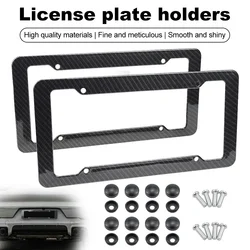 NEW Universal 31*16CM 1/2pcs License Plate Frame Carbon pattern Plastic License Plate Frame Bracket with Standard Screw Kits
