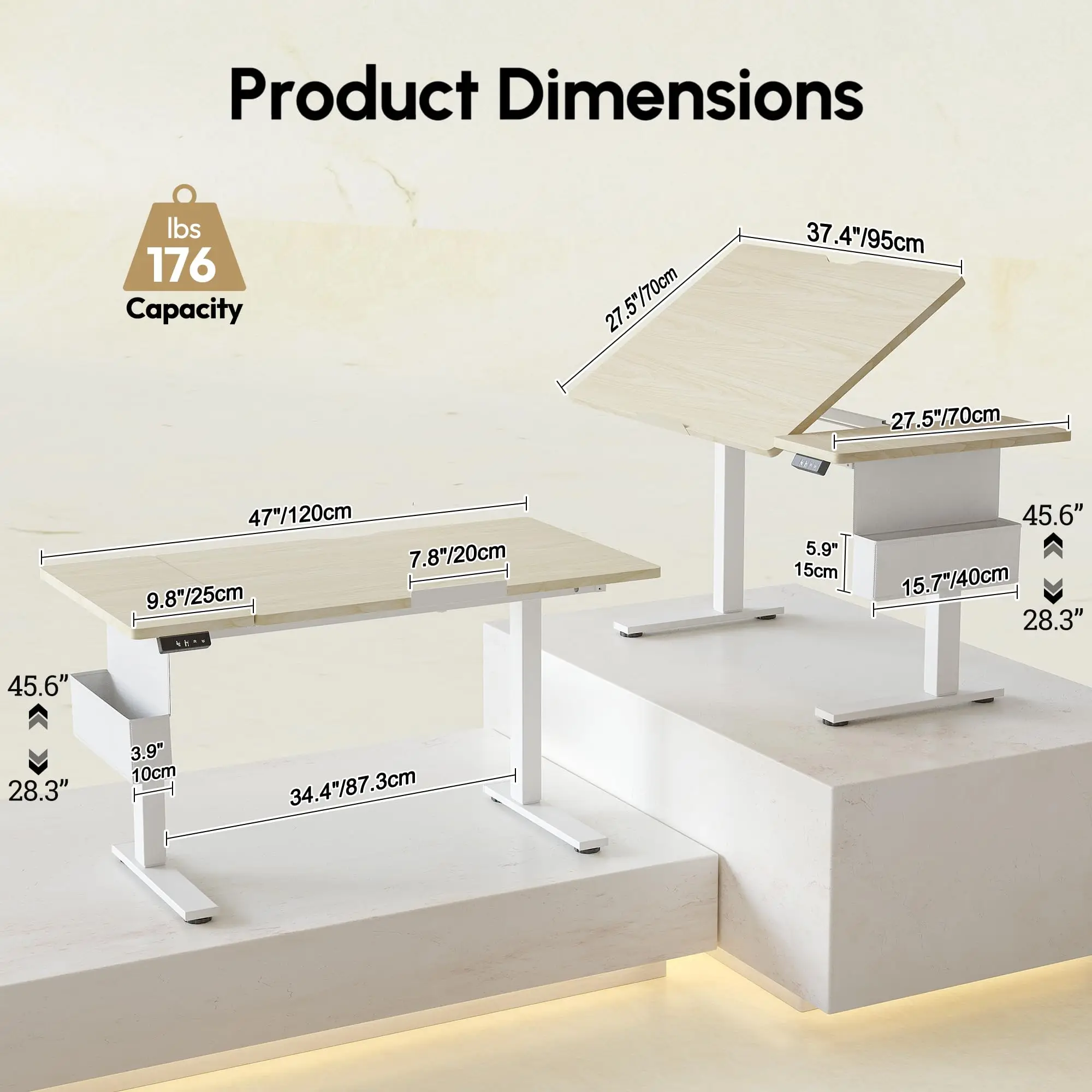 Drafting Tables, Electric Standing Desk Tilt, 47 * 27.5