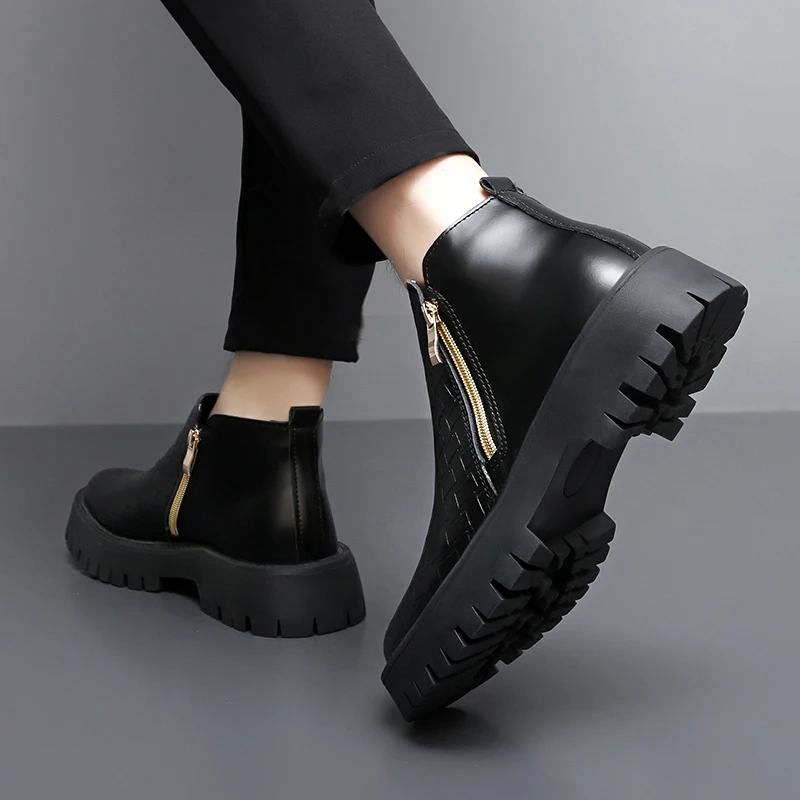 أحذية رجالية عالية الجودة بنعال سميكة مريحة كلاسيكية عارية أحذية رجال الأعمال أحذية غير رسمية مقاسات 38-45 #6