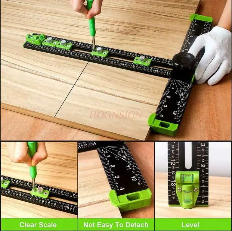 1pcs Woodworking multifunctional T-shaped combination ruler multifunctional angle ruler combination angle ruler T-shaped ruler