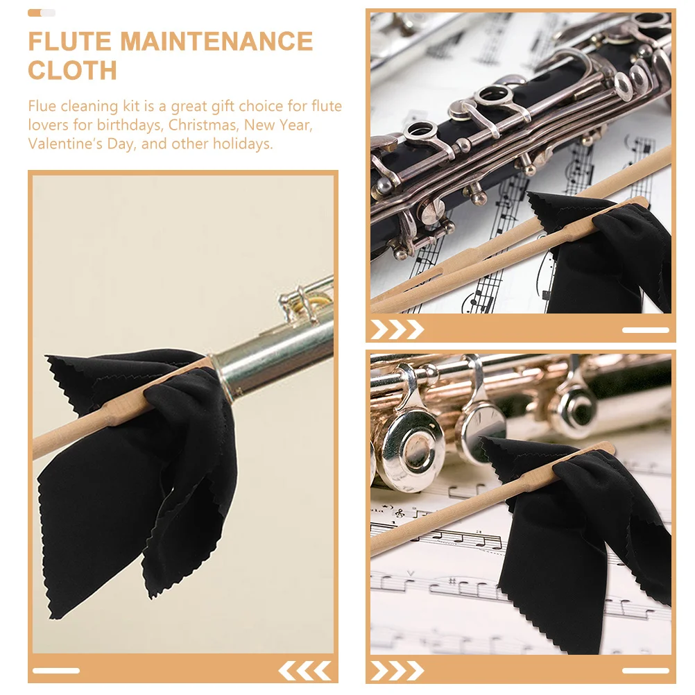 

Flute Cleaning Rod Polishing Cloth Solid Wood and Tuning Towel for Flutes Kits Care Cleaner