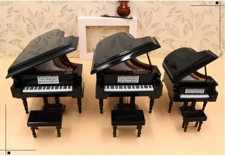 Grand Piano Stool Set Customized Model Ornament Mini Creative Birthday Gift Simulation Black White Coffee