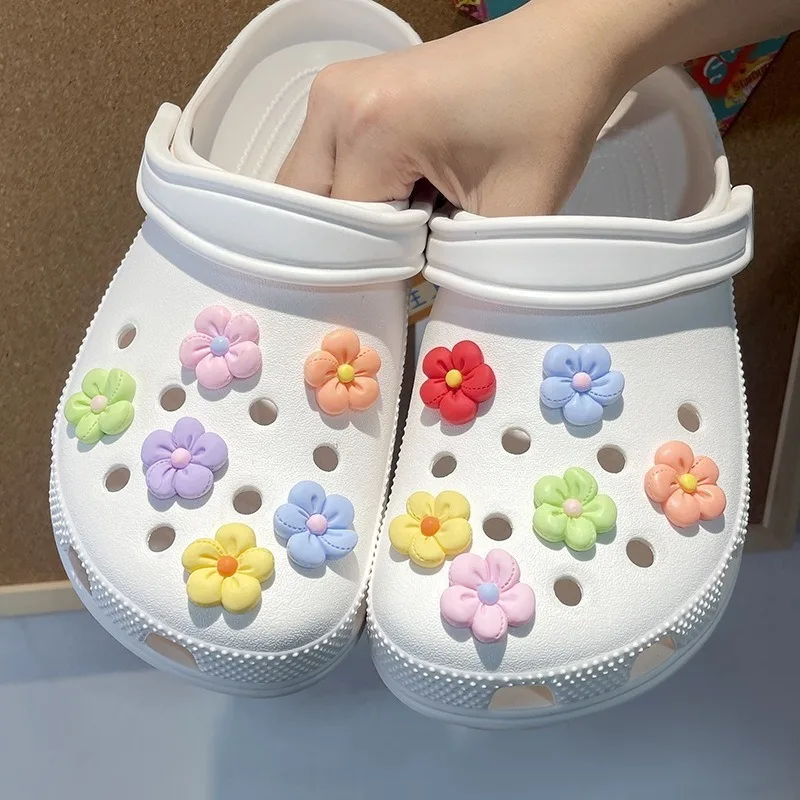 

12PCS Fashion Shoe Charms Set Accessories Hole Shoe Buckle Colorful Fivepetal Flowers DIY Shoes Decorations Woman Girls Gift