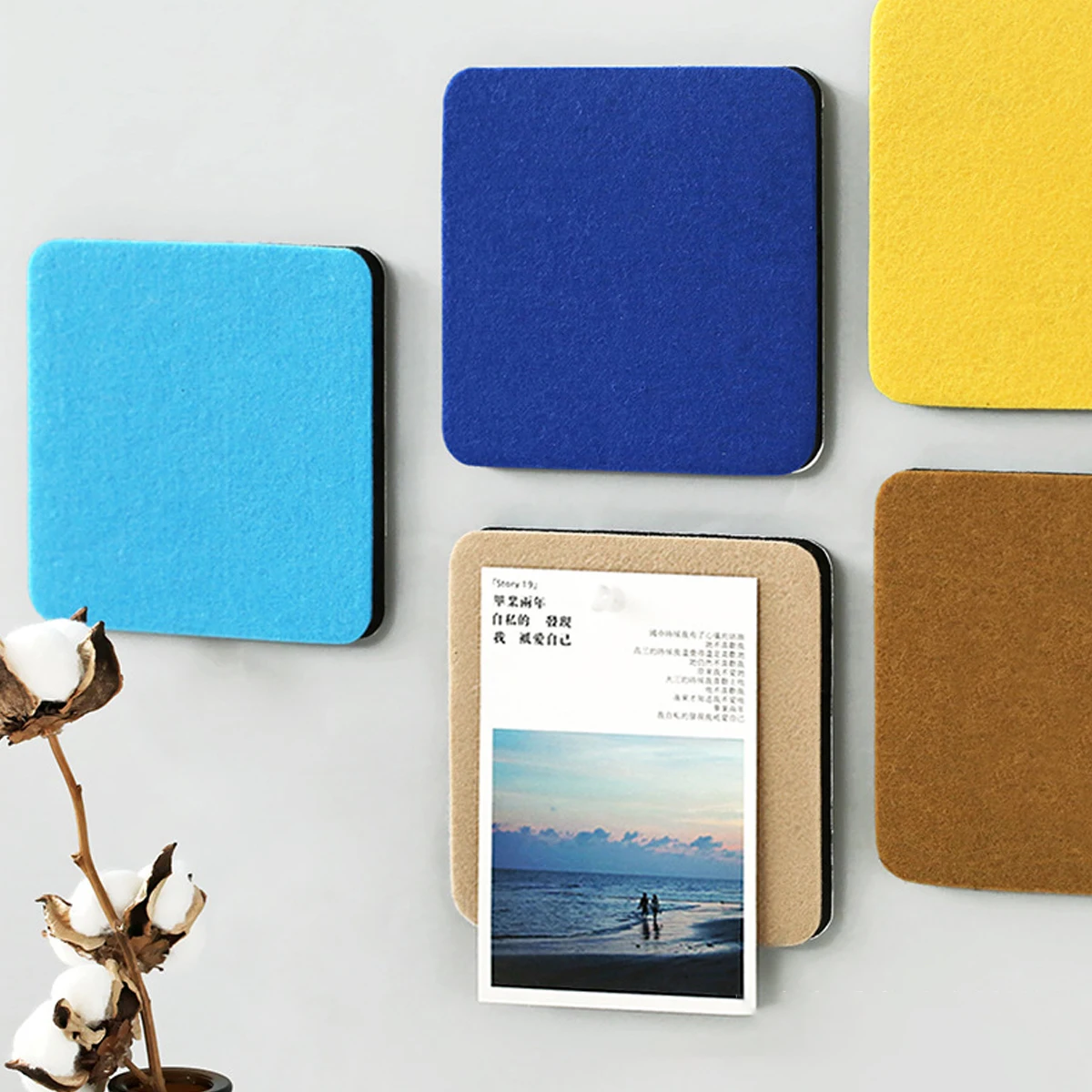 

8Pcs Square Board Felt Wall Sticker Self adhesive Decorative for Home Office Classroom DIY Decorative Sticker Artistic Style